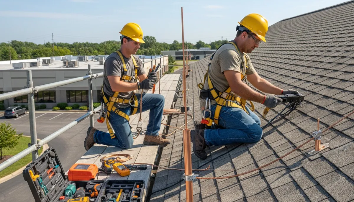 Lightning protection installation on a tree in Greenville, NC by Arbor Tree Care