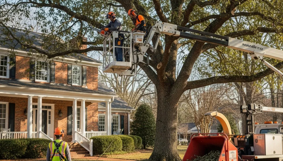 Tree service crew in Greenville, NC providing professional tree care and removal