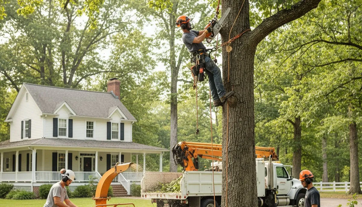 Tree service crew in Greenville, NC providing professional tree care and removal services