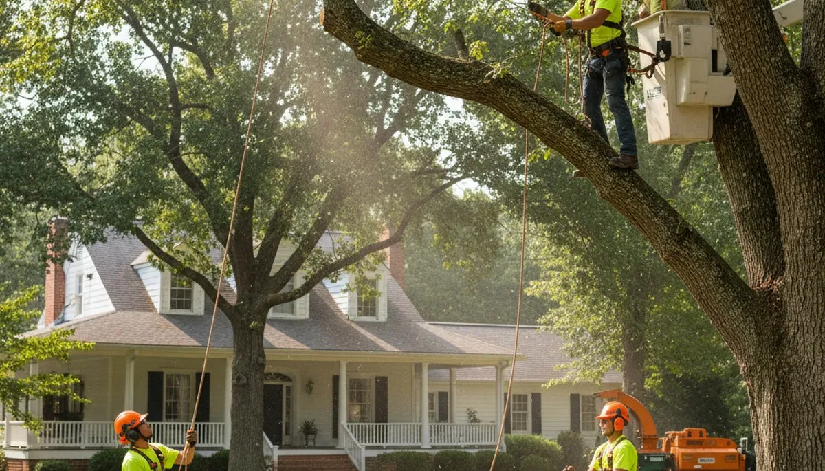 Tree service crew in Greenville, NC providing professional tree removal and trimming