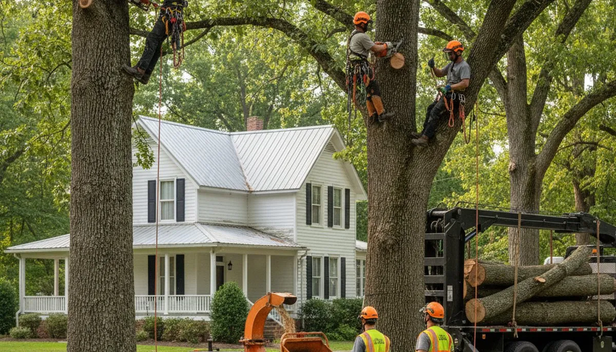 Tree service crew in Greenville, NC providing professional tree care and removal services